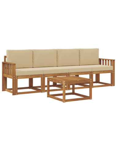 Set di divani da esterno con cuscino 5 pcs Naturale e Beige