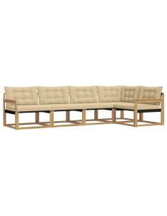 Set di divani da esterno con cuscino 5 pcs Bianco e Beige 2
