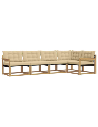 Set di divani da esterno con cuscino 5 pcs Bianco e Beige