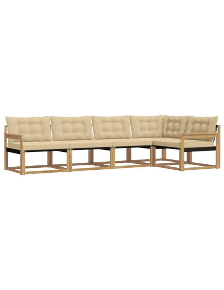 Set di divani da esterno con cuscino 5 pcs Bianco e Beige