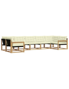 Set di divani da esterno con cuscino 7 pcs Bianco e Crema 2