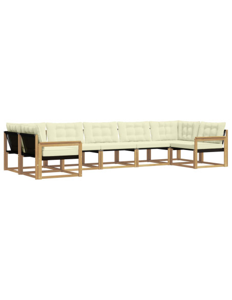 Set di divani da esterno con cuscino 7 pcs Bianco e Crema