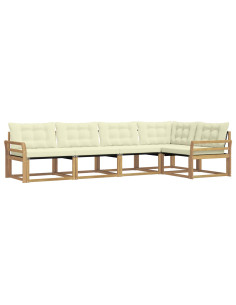 Set di divani da esterno con cuscino 5 pcs Bianco e Crema 2