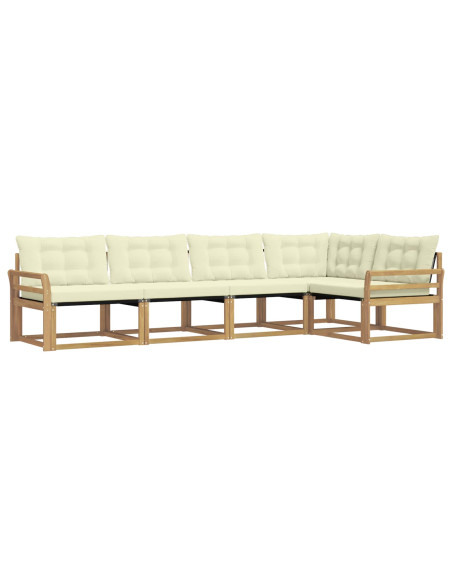 Set di divani da esterno con cuscino 5 pcs Bianco e Crema
