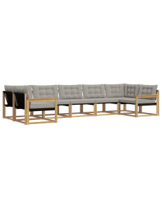 Set di divani da esterno 7 pcs Bianco e Grigio Chiaro 2