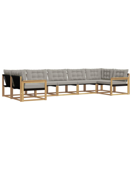 Set di divani da esterno 7 pcs Bianco e Grigio Chiaro