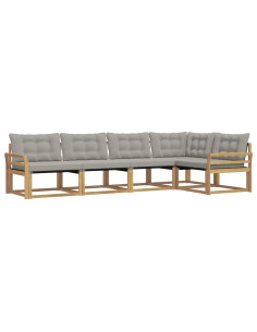 Set di divani da esterno 5 pcs Bianco e Grigio Chiaro 2