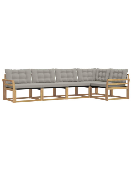 Set di divani da esterno 5 pcs Bianco e Grigio Chiaro