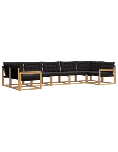 Set di divani da esterno con cuscino 7 pcs Bianco e Nero 2
