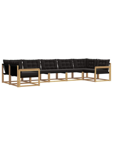 Set di divani da esterno con cuscino 7 pcs Bianco e Nero