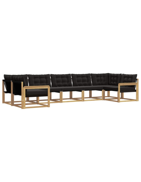 Set di divani da esterno con cuscino 7 pcs Bianco e Nero