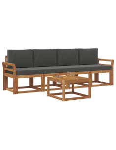 Set di divani da esterno con cuscino 5 pcs Naturale e Antracite 2