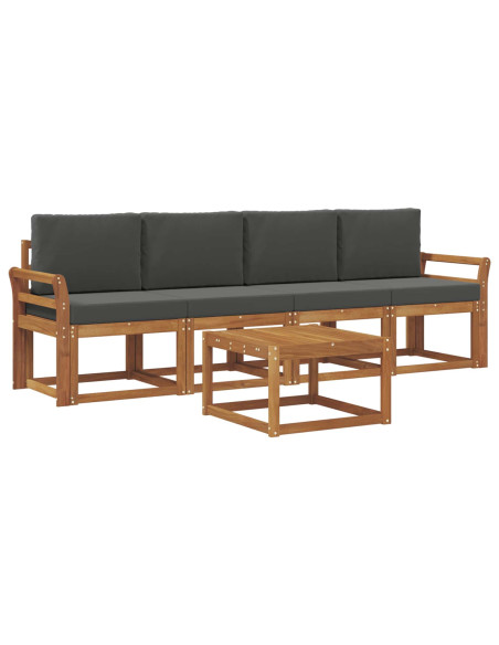 Set di divani da esterno con cuscino 5 pcs Naturale e Antracite
