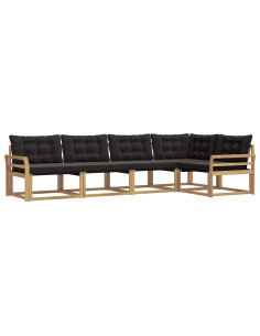 Set di divani da esterno con cuscino 5 pcs Bianco e Nero 2