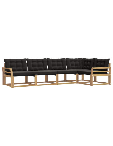Set di divani da esterno con cuscino 5 pcs Bianco e Nero