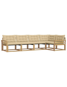 Set di divani da esterno con cuscino 5 pcs Bianco e Beige 2