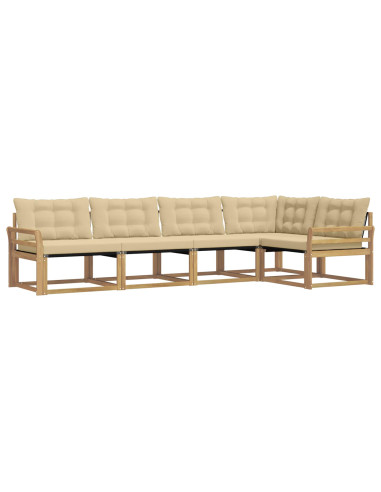 Set di divani da esterno con cuscino 5 pcs Bianco e Beige