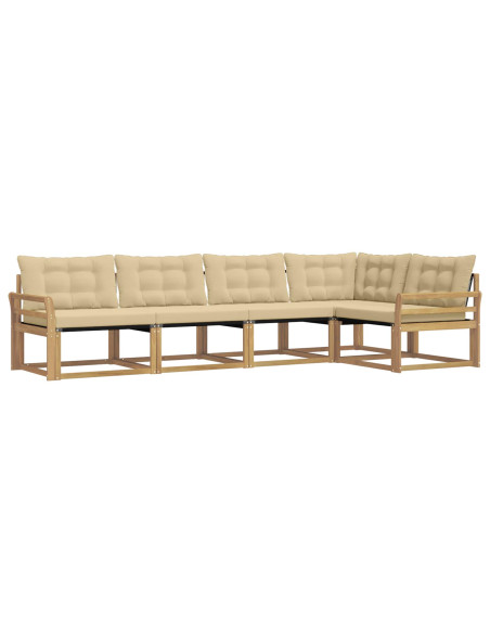 Set di divani da esterno con cuscino 5 pcs Bianco e Beige