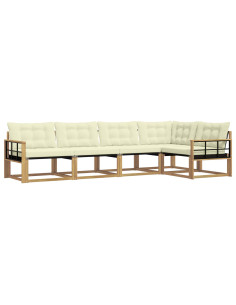 Set di divani da esterno con cuscino 5 pcs Bianco e Crema 2