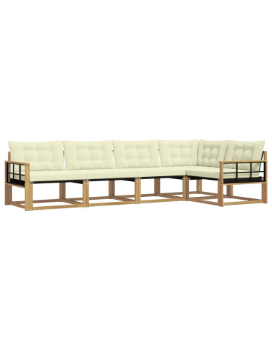 Set di divani da esterno con cuscino 5 pcs Bianco e Crema