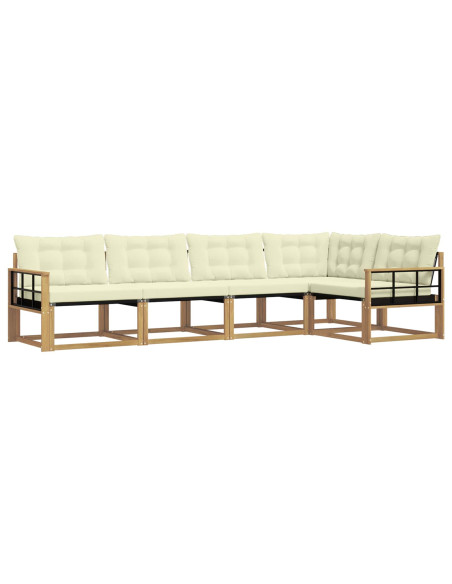 Set di divani da esterno con cuscino 5 pcs Bianco e Crema