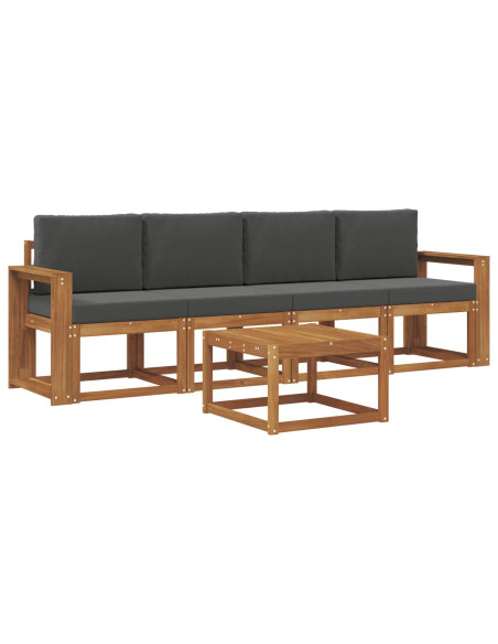 Set di divani da esterno con cuscino 5 pcs Naturale e Antracite