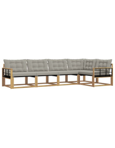Set di divani da esterno 5 pcs Bianco e Grigio Chiaro 2