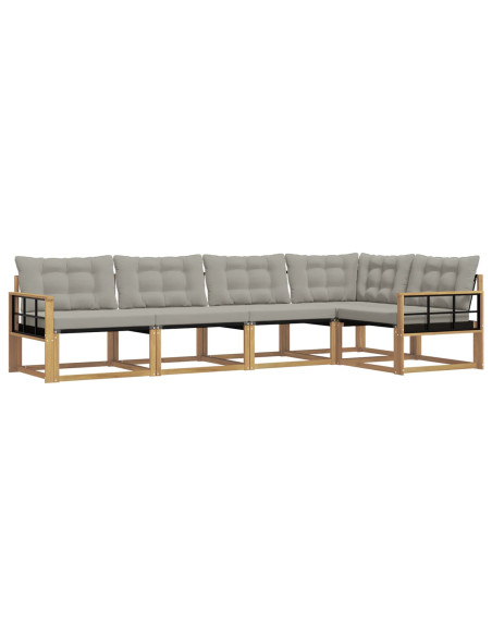 Set di divani da esterno 5 pcs Bianco e Grigio Chiaro