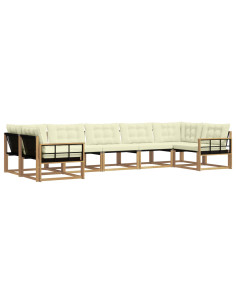 Set di divani da esterno con cuscino 7 pcs Bianco e Crema 2