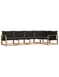 Set di divani da esterno con cuscino 5 pcs Bianco e Nero 2