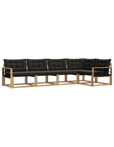Set di divani da esterno con cuscino 5 pcs Bianco e Nero