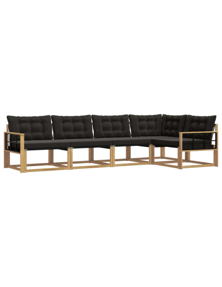 Set di divani da esterno con cuscino 5 pcs Bianco e Nero