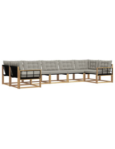 Set di divani da esterno 7 pcs Bianco e Grigio Chiaro 2