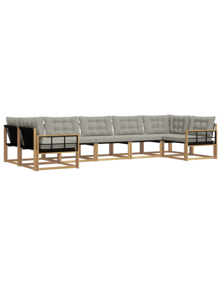 Set di divani da esterno 7 pcs Bianco e Grigio Chiaro