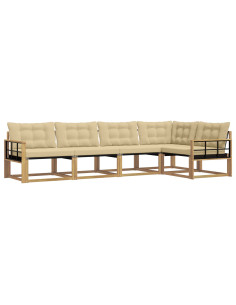 Set di divani da esterno con cuscino 5 pcs Bianco e Beige 2
