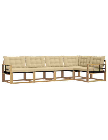 Set di divani da esterno con cuscino 5 pcs Bianco e Beige