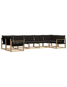 Set di divani da esterno con cuscino 7 pcs Bianco e Nero 2