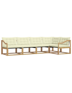 Set di divani da esterno con cuscino 5 pcs Bianco e Crema 2