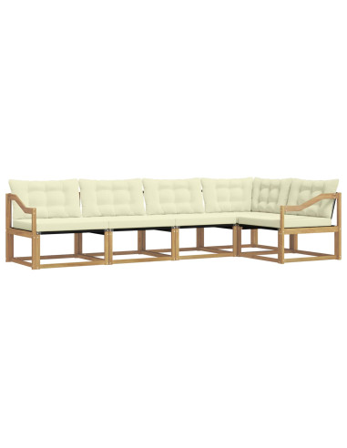 Set di divani da esterno con cuscino 5 pcs Bianco e Crema