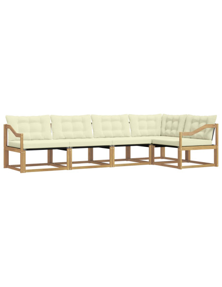 Set di divani da esterno con cuscino 5 pcs Bianco e Crema