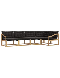 Set di divani da esterno con cuscino 5 pcs Bianco e Nero 2