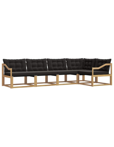Set di divani da esterno con cuscino 5 pcs Bianco e Nero