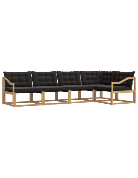 Set di divani da esterno con cuscino 5 pcs Bianco e Nero