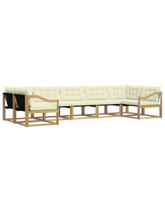Set di divani da esterno con cuscino 7 pcs Bianco e Crema 2
