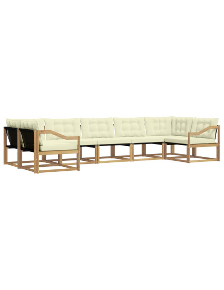 Set di divani da esterno con cuscino 7 pcs Bianco e Crema