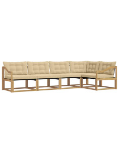 Set di divani da esterno con cuscino 5 pcs Bianco e Beige 2