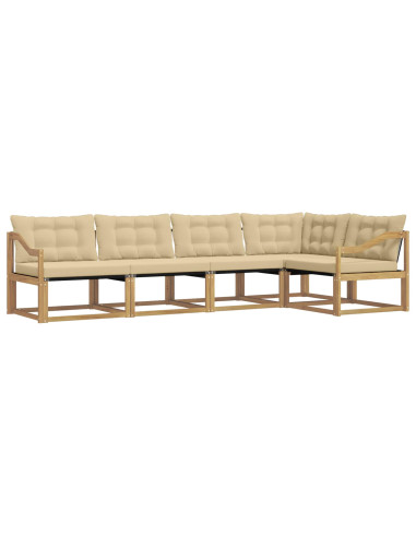 Set di divani da esterno con cuscino 5 pcs Bianco e Beige