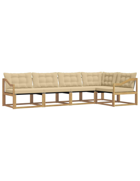 Set di divani da esterno con cuscino 5 pcs Bianco e Beige