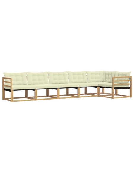 Set di divani da esterno con cuscino 6 pcs Bianco e Crema