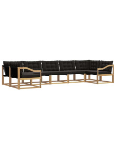 Set di divani da esterno con cuscino 7 pcs Bianco e Nero 2